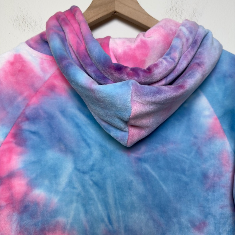 Spark Paws Human Hoodie Sweater Medium Pink Blue Tie Dye Velour Cotton Candy - Picture 7 of 10